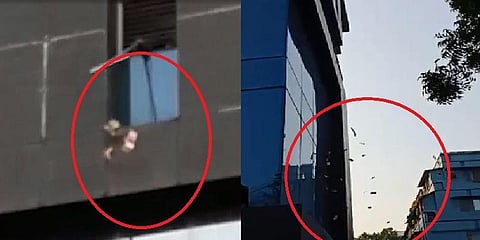 ஜன்னல் வழியாக வீசப்பட்ட ரூபாய் நோட்டுகள்: பண மழையில் நனைந்த பாதசாரிகள்!