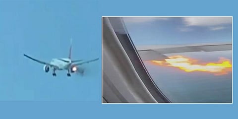 நடுவானில் விமானத்தில் தீ: வைரலாகும் வீடியோ!