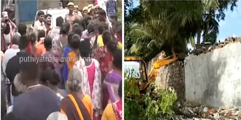 17 பேர் உயிரிழந்த விவகாரம் : முற்றிலும் இடிக்கப்பட்ட சுற்றுச்சுவர்