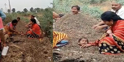 சூரிய கிரகணத்தின் போது கழுத்துவரை மண்ணில் புதைப்பு - கதறி அழுத சிறுவர்கள்!