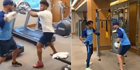 தவானுக்கு சரமாரி குத்து.. சாஹலின் குறும்புத்தனம் - ரிஷப் பகிர்ந்த வீடியோ !