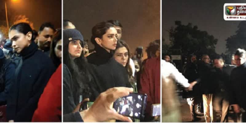 தாக்குதலை கண்டித்து ஜே.என்.யு மாணவர்கள் போராட்டம்: நேரில் ஆதரவு அளித்த தீபிகா படுகோன்