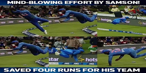 "பறந்து வந்த பந்தை பறந்தே பிடித்த சஞ்சு" - அசத்தல் வீடியோ