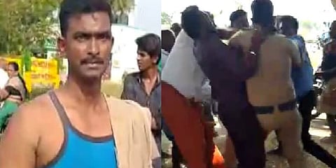 மதுபோதையில் தகராறு செய்த காவலருக்கு தர்ம அடி கொடுத்த மக்கள்