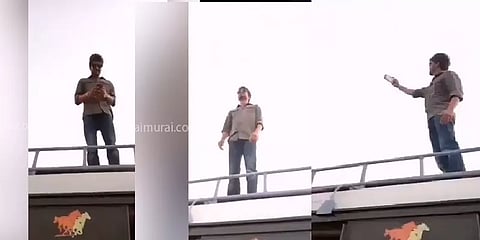 வேன் மீது ஏறி ரசிகர்களுடன் செல்ஃபி எடுத்துக்கொண்ட விஜய் - வீடியோ!