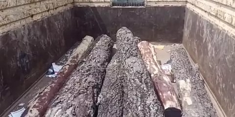 இரும்புக் கடைக்குள் 300 கிலோ செம்மரக்கட்டைகள் : உரிமையாளர் கைது