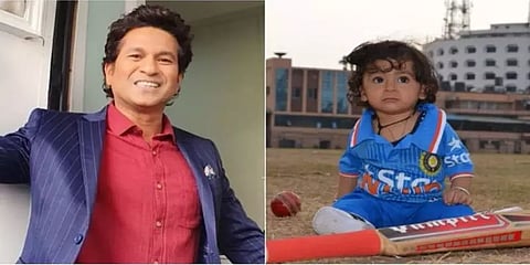 10ம் எண் ஜெர்ஸியில் குட்டி குழந்தை: சச்சின் பகிர்ந்த க்யூட்டான புகைப்படங்கள்..!