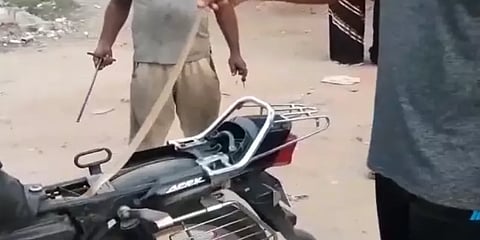 பைக் சீட்டில் ‘நல்ல பாம்பு’ - சாதுர்யமாக பிடித்த இளைஞர்கள்..!: வீடியோ