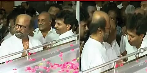 பேராசிரியர் க.அன்பழகன் மறைவு பேரிழப்பு : அஞ்சலி செலுத்திய பின் ரஜினிகாந்த் பேட்டி