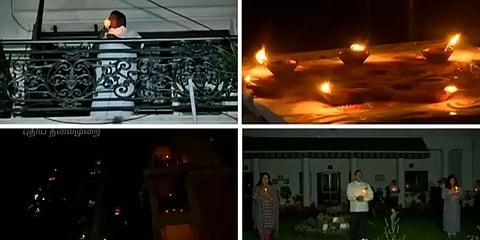 பிரதமரின் வேண்டுகோளை ஏற்று நாடு முழுவதும் விளக்கேற்றும் மக்கள்