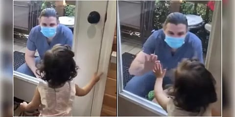 கலங்க வைக்கும் வீடியோ : கண்ணாடி கதவிற்கு பின் மருத்துவர்.. கண்ணீருடன் மகள்..!