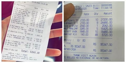 அடேங்கப்பா..! ரூ.92,000, ரூ.52,000-க்கு மது வாங்கிய தனி நபர்கள் : வைரலாகும் பில்..!