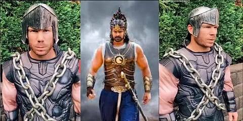 அமரேந்திர பாகுபலியாக மாறிய வார்னர் !