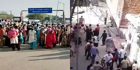 அனுமதி மறுத்த போலீஸ் : டெல்லியில் எல்லையில் மக்கள் கல்வீச்சு