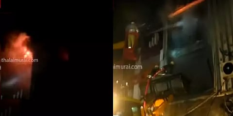 மதுரை மீனாட்சி அம்மன் கோயில் அருகே தீ விபத்து