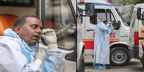 சைடு மிரரை பார்த்து முகச்சவரம் - வைரலான ஆம்புலன்ஸ் டிரைவர்