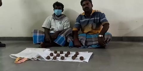 13 நாட்டு வெடிகுண்டுகளுடன் வேட்டையாட சுற்றித்திரிந்தவர்கள் கைது