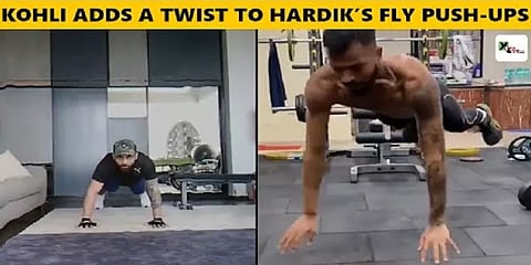 அசர வைக்கும் அட்டகாசமான புஷ் அப் - பாண்ட்யாவை மிரட்டிய விராட் கோலி!