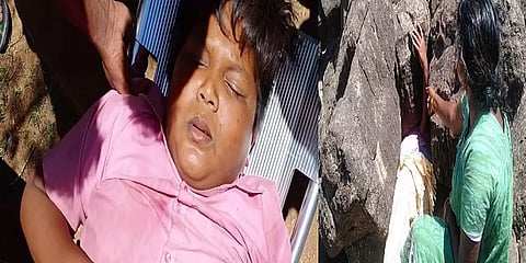 பள்ளத்தில் சிக்கிய சிறுவனை கடும் போராட்டத்திற்கு பின்பு மீட்ட தீயணைப்புத் துறையினர்