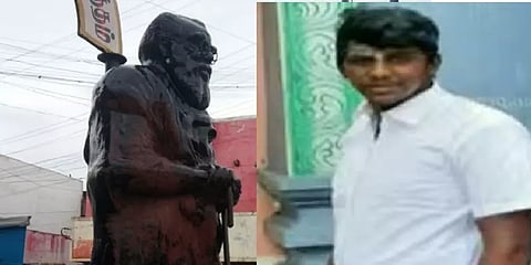 பெரியார் சிலை மீது காவிசாயம் - ஒருவர் சரண்