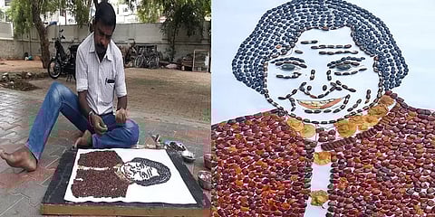 2020 விதைகளில் உருவான அப்துல்கலாம் உருவம் - தன்னார்வலருக்கு குவியும் பாராட்டு