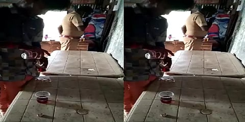 பணிநேரத்தில் மதுக்கடையில் மது அருந்திய காவலர் - வைரல் வீடியோ