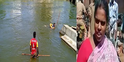 குழந்தைகளை தள்ளிவிட்டு ஆற்றில் குதித்தத் தாய் - குழந்தைகளை தேடும் பணி தீவிரம்
