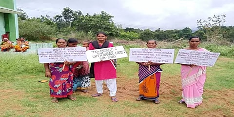 சுற்றுச்சூழல் தாக்க மதிப்பீடு வரைவுக்கு எதிர்ப்பு... மலைவாழ் மக்கள் அடையாள போராட்டம்