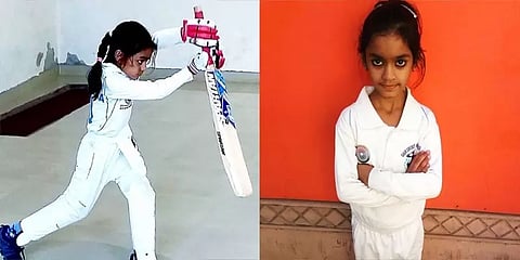 தோனியைப் போலவே ஹெலிகாப்டர் ஷாட் ! அசத்தும் சிறுமி