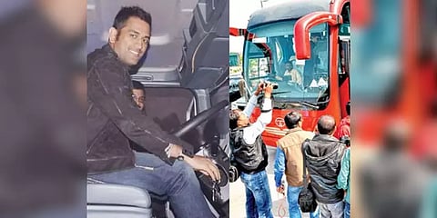 திடீரென பேருந்தை ஓட்டிய தோனி : அதிர்ச்சியில் திகைத்த வீரர்கள்..!