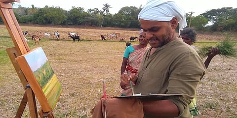 உலகம் பிறந்தது எனக்காக... ஓடும் நதிகளும் எனக்காக...ஊரடங்கை ஓவியங்களால் கடந்த நவீன ஓவியர்