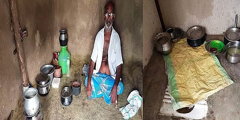 வறுமையின் கொடுமை - உணவுப்பொருட்களை கழிவறைக்குள் பாதுகாக்கும் முதியவர்