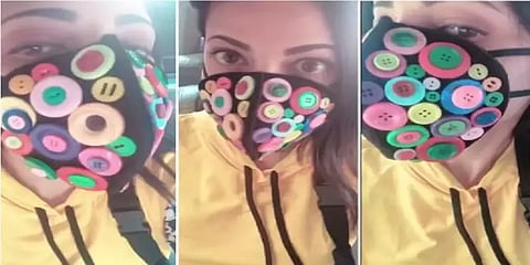 ஸ்ருதிஹாசன் உருவாக்கியுள்ள பட்டன் முகக்கவசம்.. சமூகவலைதளத்தில் வீடியோ வெளியிட்டு அறிமுகம்