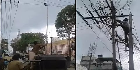 மின்கம்பியில் சிக்கித்தவித்த புறா... போராடி மீட்ட ஆட்டோ ஓட்டுநருக்கு குவியும் பாராட்டு