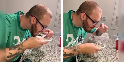 நடுக்குவாத கொடுமையிலிருந்து விடுதலை : 7 வருடங்களுக்கு பின் தனது கையால் சாப்பிட்ட நபர்