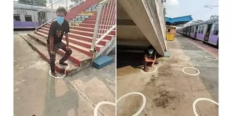 இப்படியும் சமூக இடைவெளியா! நெட்டிசன்களை சிரிப்பில் ஆழ்த்திய ரயில்நிலையம்