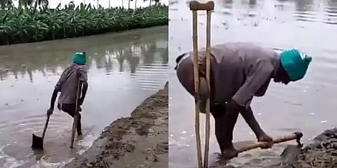 ஒரு கால் இழந்தாலும் நம்பிக்கை இழக்காத விவசாயி!