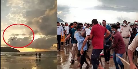 பாராமவுண்டிங் செய்த போது கடலில் மயங்கி விழுந்த கடற்படை அதிகாரி - வீடியோ!