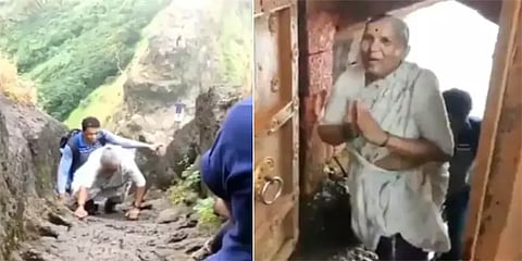 3676 அடி உயர செங்குத்தான மலை கோட்டை.. அசத்தலாக ஏறி 68 வயது மூதாட்டி சாகசம்!!