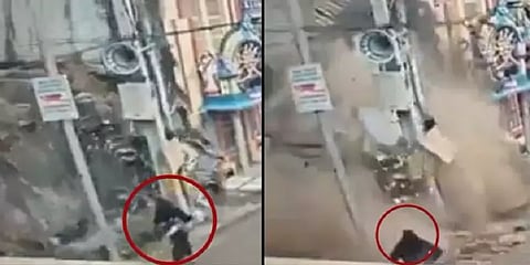 அதிர்ஷ்டவசமாக நூலிழையில் உயிர்த் தப்பிய பெண் - வெளியான சிசிடிவி காட்சி