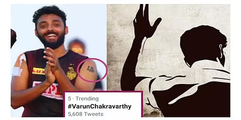 வைரலாகும் கொல்கத்தா பவுலர் வருண் சக்கரவர்த்தியின் கையில் உள்ள டாட்டூ!!