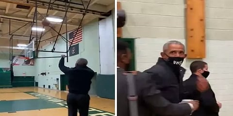 “இதுதான் என் ஆட்டம்”- கூடைப்பந்தில் கெத்து காட்டிய ஒபாமா... வைரல் வீடியோ