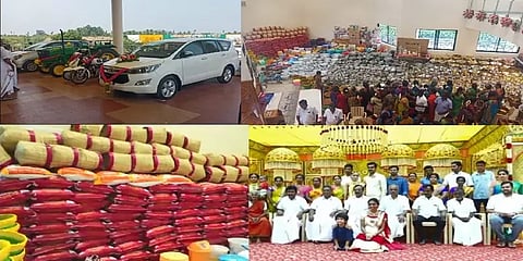 ஆடு, அரிசி, பைக், கார், ட்ராக்டர்.. - பல கோடி மதிப்புள்ள சீர்வரிசை.. அசந்துபோன மக்கள்.!