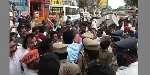 திருவள்ளூர் எஸ்.பி.யை தள்ளிவிட்ட பாஜக நிர்வாகி கைது.!
