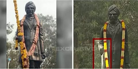 பாரதியார் சிலைக்கு புதிய கைத்தடி வைத்த தமிழ் ஆர்வலர்கள்: சிலையை பராமரிக்க கோரிக்கை!