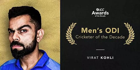 ஐசிசி விருது : தசாப்தத்தின் சிறந்த ஒருநாள் வீரர் விருதை வென்ற 'ரன் மெஷின்' கோலி!