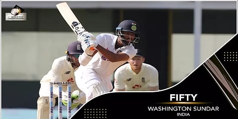 வாஷிங்டன் சுந்தர் அரை சதம்! 'பாலோ ஆன்' தவிர்க்க இந்தியா போராட்டம்!