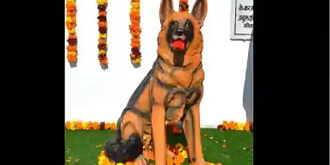 'மறைந்தாலும் போகாத பாசம்' - மோப்ப நாய்க்கு சிலை அமைத்த போலீசார்!