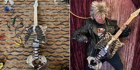 இறந்த ஆசானின் எலும்புக் கூட்டில் எலெக்ட்ரிக் கிட்டார் - நெகிழ வைத்த இசைக்கலைஞர்!