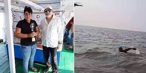 ஆட்டிசம் விழிப்புணர்வு: கடலில் 12 வயது சிறுமி ஜியா ரவி 36 கி.மீ தூரம் நீந்தி சாதனை!